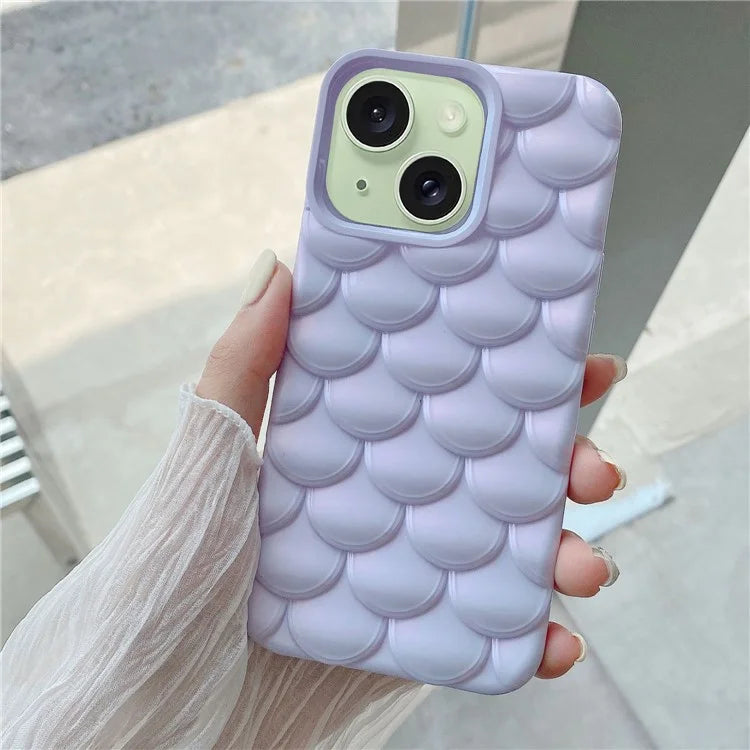 For iPhone 15 Case 3D Effect Mermaid Scale Drop-proof TPU Phone Cover