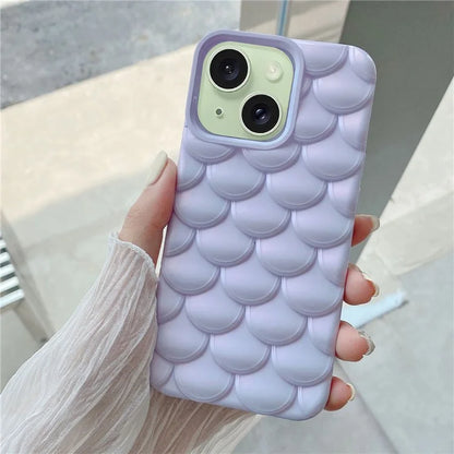 For iPhone 15 Case 3D Effect Mermaid Scale Drop-proof TPU Phone Cover