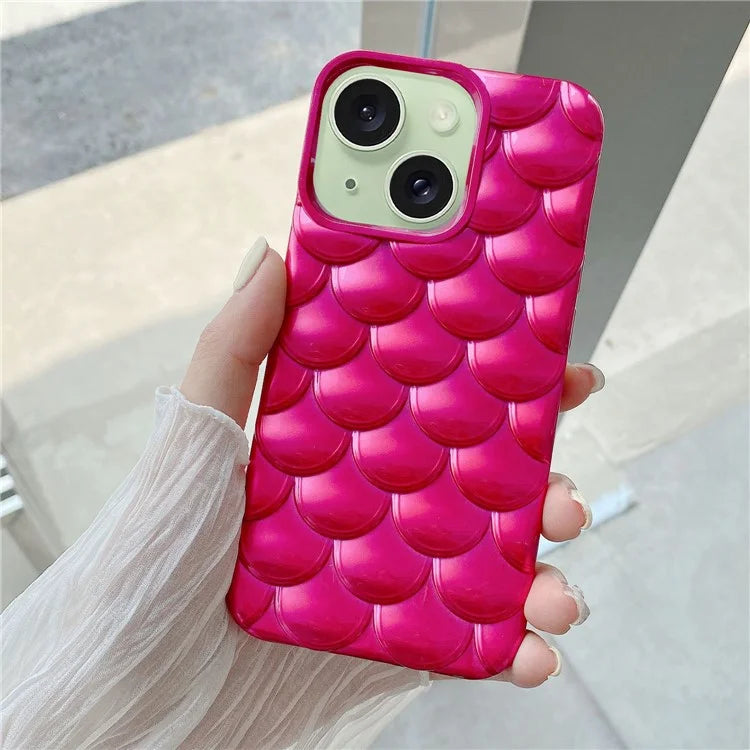 For iPhone 15 Case 3D Effect Mermaid Scale Drop-proof TPU Phone Cover
