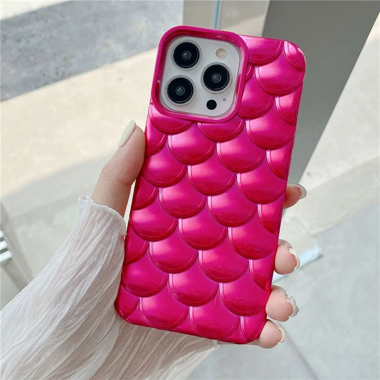 For iPhone 15 Pro Max Case 3D Effect Mermaid Scale Anti-fall TPU Phone Cover