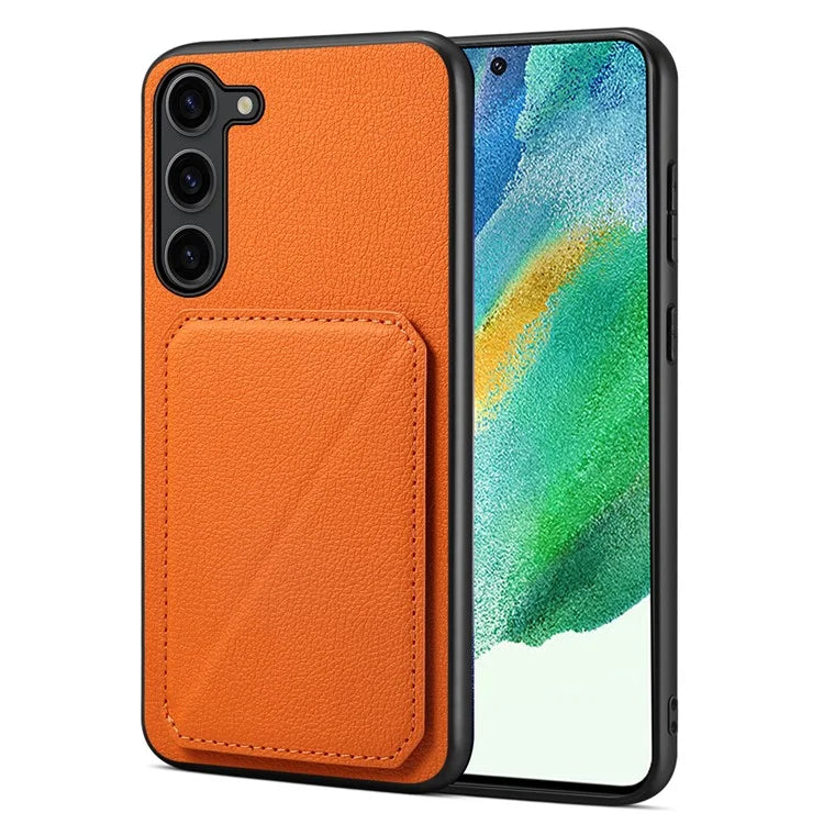 For Samsung Galaxy S21 FE 5G Case Leather+PC+TPU Phone Cover with Hidden Card Holder
