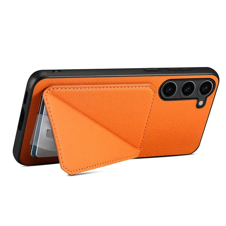 For Samsung Galaxy S21 FE 5G Case Leather+PC+TPU Phone Cover with Hidden Card Holder