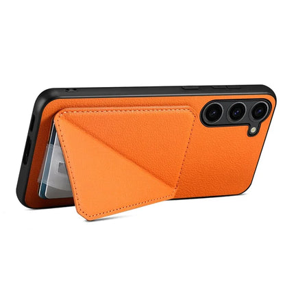 For Samsung Galaxy S21 FE 5G Case Leather+PC+TPU Phone Cover with Hidden Card Holder