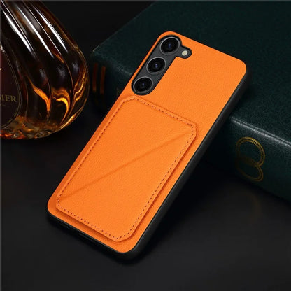 For Samsung Galaxy S21 FE 5G Case Leather+PC+TPU Phone Cover with Hidden Card Holder