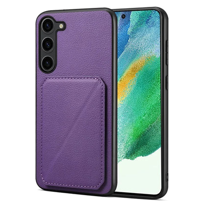 For Samsung Galaxy S21 FE 5G Case Leather+PC+TPU Phone Cover with Hidden Card Holder