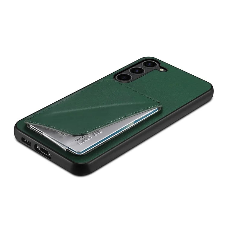 For Samsung Galaxy S21 FE 5G Case Leather+PC+TPU Phone Cover with Hidden Card Holder