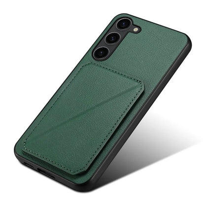 For Samsung Galaxy S21 FE 5G Case Leather+PC+TPU Phone Cover with Hidden Card Holder