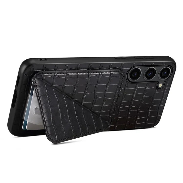 For Samsung Galaxy S21 FE 5G Case PU+PC+TPU Cellphone Cover with Hidden Card Holder