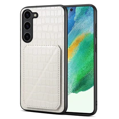 For Samsung Galaxy S21 FE 5G Case PU+PC+TPU Cellphone Cover with Hidden Card Holder