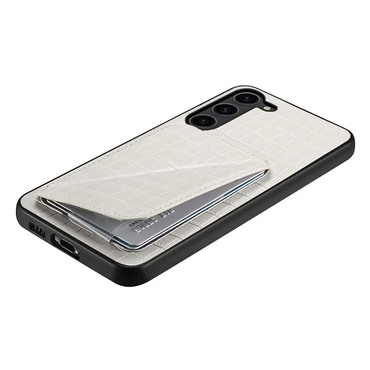 For Samsung Galaxy S21 FE 5G Case PU+PC+TPU Cellphone Cover with Hidden Card Holder