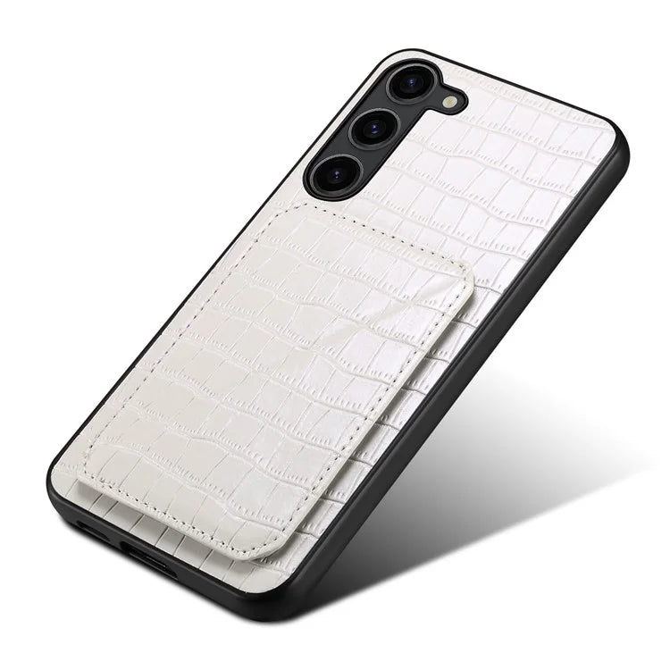 For Samsung Galaxy S21 FE 5G Case PU+PC+TPU Cellphone Cover with Hidden Card Holder