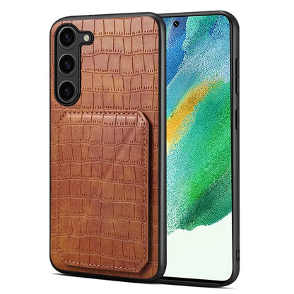 For Samsung Galaxy S21 FE 5G Case PU+PC+TPU Cellphone Cover with Hidden Card Holder