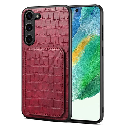 For Samsung Galaxy S21 FE 5G Case PU+PC+TPU Cellphone Cover with Hidden Card Holder