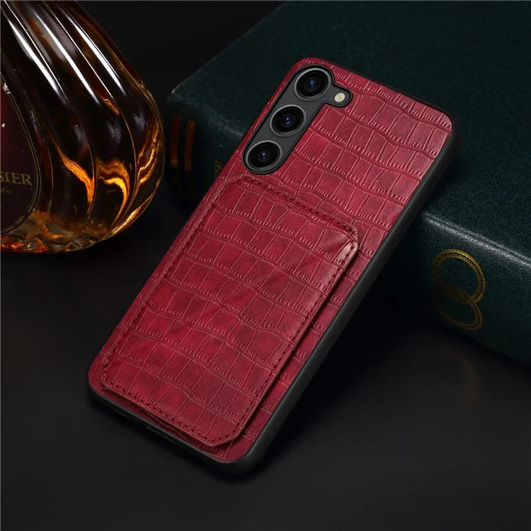 For Samsung Galaxy S21 FE 5G Case PU+PC+TPU Cellphone Cover with Hidden Card Holder