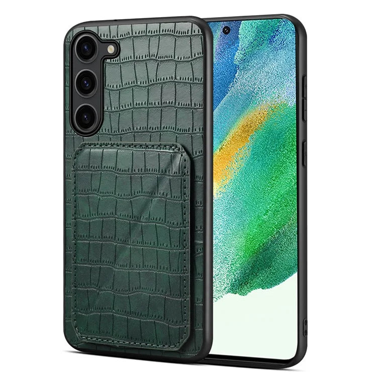 For Samsung Galaxy S21 FE 5G Case PU+PC+TPU Cellphone Cover with Hidden Card Holder