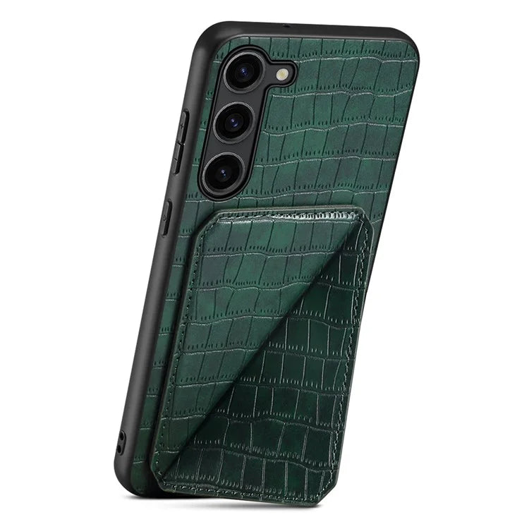 For Samsung Galaxy S21 FE 5G Case PU+PC+TPU Cellphone Cover with Hidden Card Holder