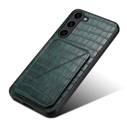 For Samsung Galaxy S21 FE 5G Case PU+PC+TPU Cellphone Cover with Hidden Card Holder