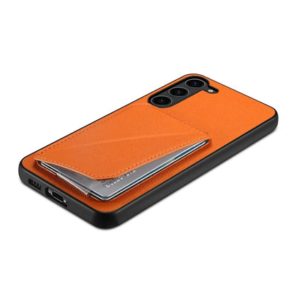 For Samsung Galaxy S23 Case PU Leather+PC+TPU Hidden Card Holder Phone Cover