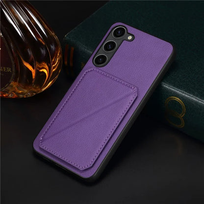 For Samsung Galaxy S23 Case PU Leather+PC+TPU Hidden Card Holder Phone Cover