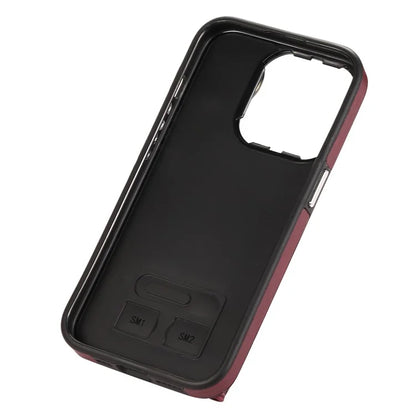 For iPhone 14 Pro Case Ring Kickstand Wallet Brushed PU Leather+TPU Phone Cover