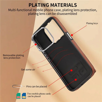 For iPhone 14 Pro Max Case Ring Kickstand Brushed PU Leather+TPU Anti-drop Phone Cover