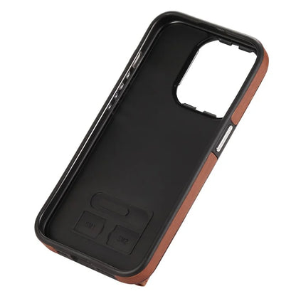 For iPhone 14 Pro Max Case Ring Kickstand Brushed PU Leather+TPU Anti-drop Phone Cover
