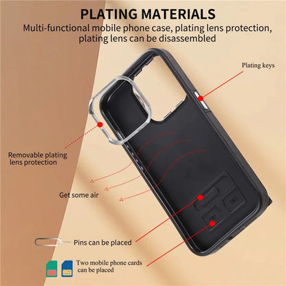 For iPhone 14 Pro Max Case Ring Kickstand Brushed PU Leather+TPU Anti-drop Phone Cover