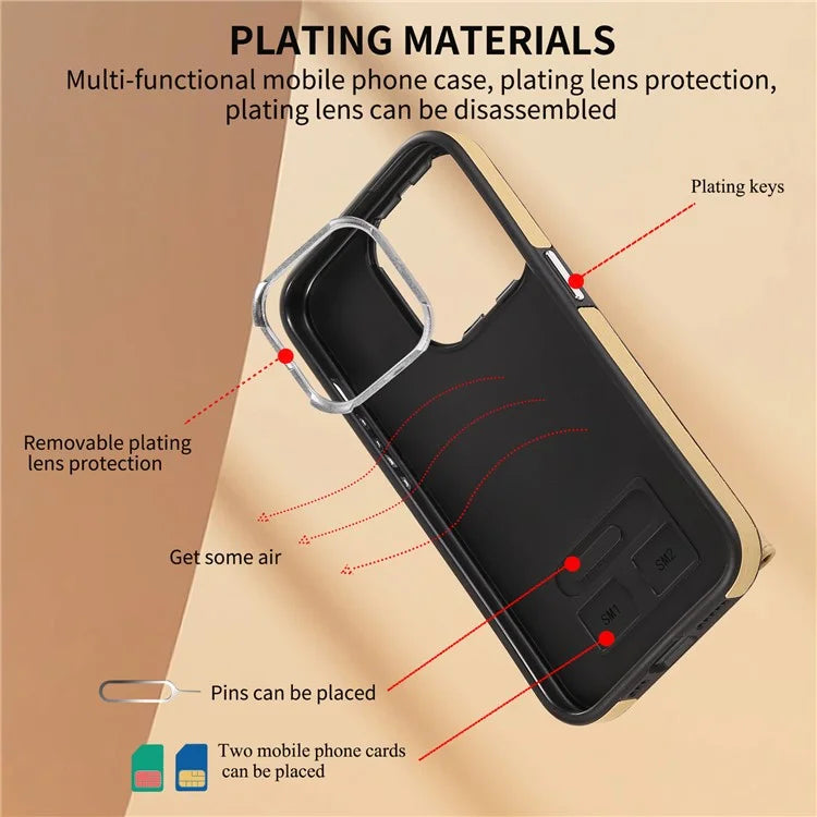 For iPhone 14 Pro Max Case Ring Kickstand Brushed PU Leather+TPU Anti-drop Phone Cover