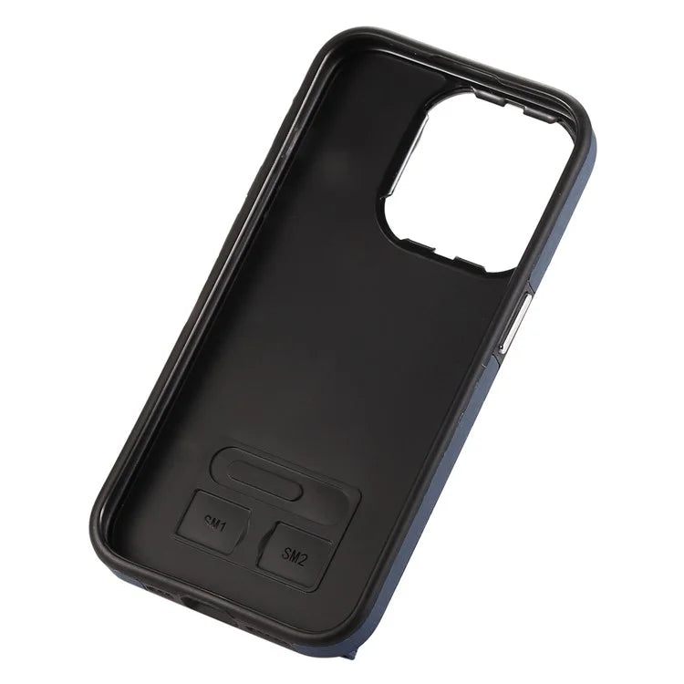 For iPhone 15 Pro Case Brushed PU Leather+TPU Phone Cover with Ring Kickstand