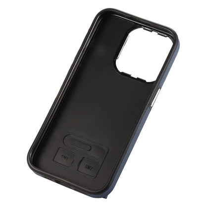 For iPhone 15 Pro Max Case Brushed PU Leather+TPU Cell Phone Wallet Cover