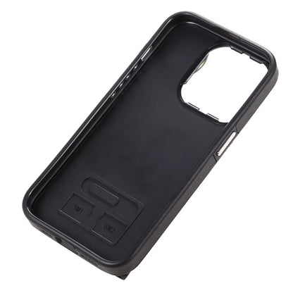 For iPhone 15 Pro Max Case Brushed PU Leather+TPU Cell Phone Wallet Cover