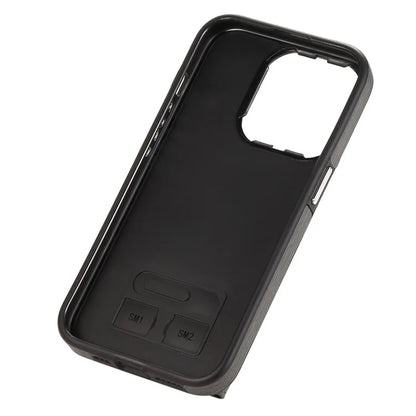 For iPhone 15 Pro Max Case Brushed PU Leather+TPU Cell Phone Wallet Cover