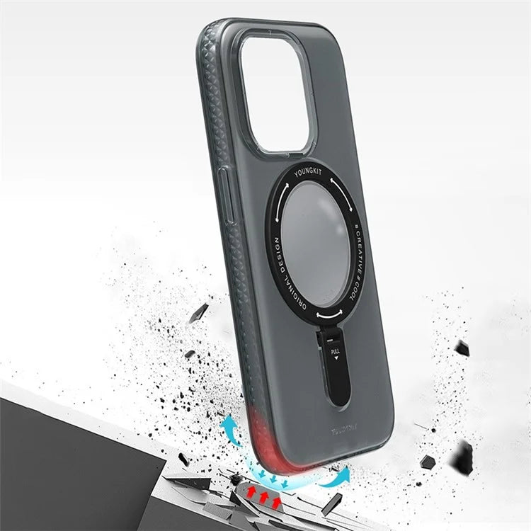 YOUNGKIT For iPhone 15 Pro Max Case Compatible with MagSafe PC Matte Kickstand Phone Cover