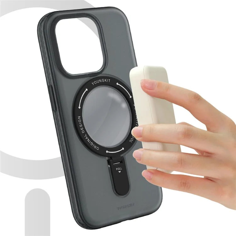 YOUNGKIT For iPhone 15 Pro Max Case Compatible with MagSafe PC Matte Kickstand Phone Cover