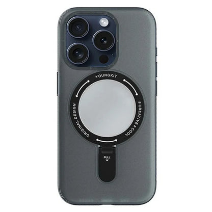 YOUNGKIT For iPhone 15 Pro Slim Case Kickstand Matte PC Phone Cover Compatible with MagSafe