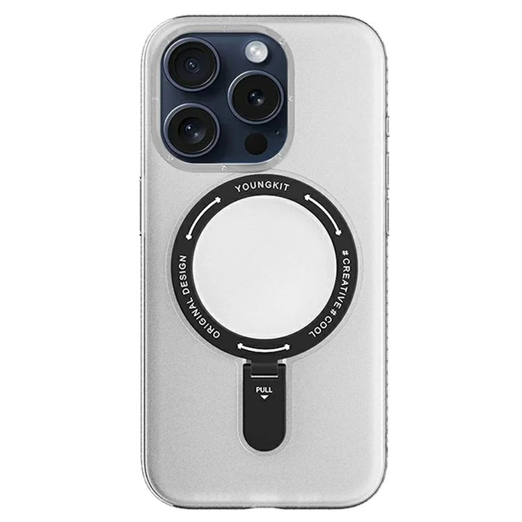 YOUNGKIT For iPhone 15 Pro Slim Case Kickstand Matte PC Phone Cover Compatible with MagSafe