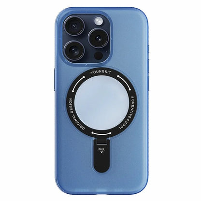 YOUNGKIT For iPhone 15 Pro Slim Case Kickstand Matte PC Phone Cover Compatible with MagSafe