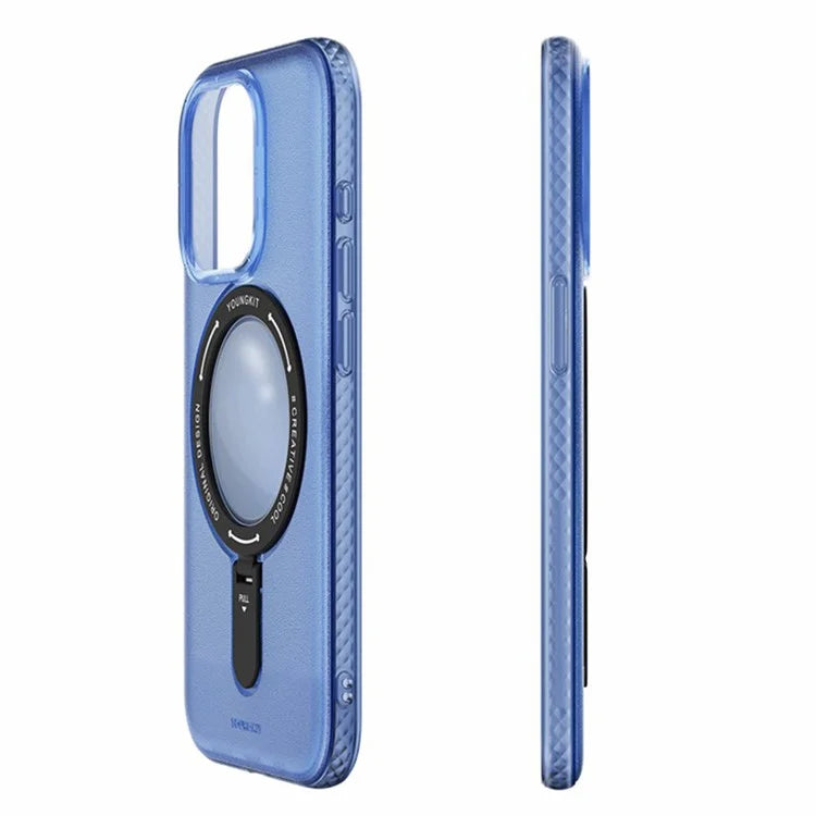 YOUNGKIT For iPhone 15 Pro Slim Case Kickstand Matte PC Phone Cover Compatible with MagSafe