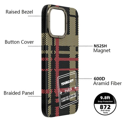 YOUNGKIT For iPhone 15 Pro Max Case Compatible with MagSafe 600D Aramid Fiber Phone Case