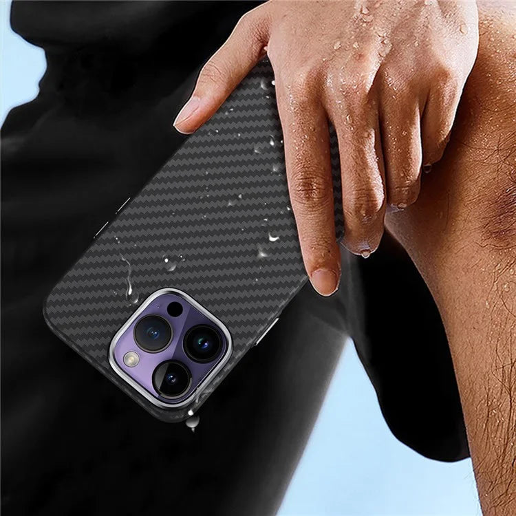 GKK For iPhone 14 Pro Max Case Carbon Fiber Texture PC Phone Cover