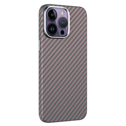 GKK For iPhone 15 Pro Magnetic Phone Case Carbon Fiber Texture PC Back Cover