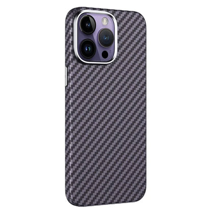 GKK For iPhone 15 Pro Magnetic Phone Case Carbon Fiber Texture PC Back Cover