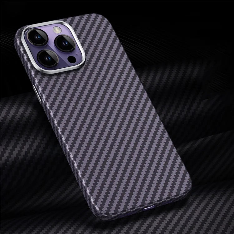 GKK For iPhone 15 Pro Magnetic Phone Case Carbon Fiber Texture PC Back Cover