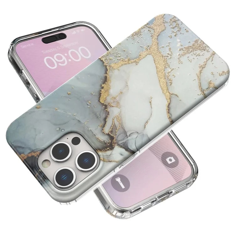 For iPhone 15 Pro Case GW18 IMD Marble Pattern PC+TPU Phone Cover