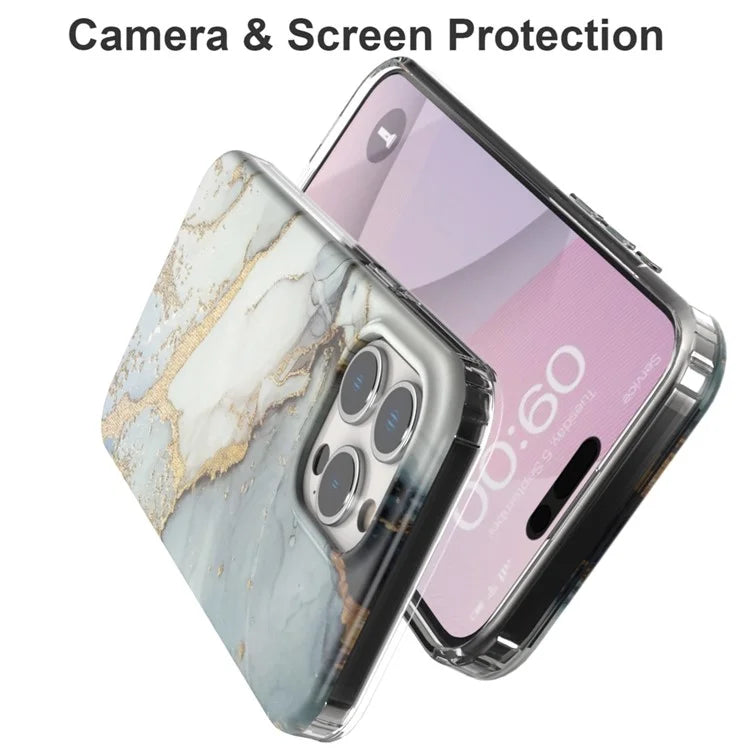 For iPhone 15 Pro Case GW18 IMD Marble Pattern PC+TPU Phone Cover