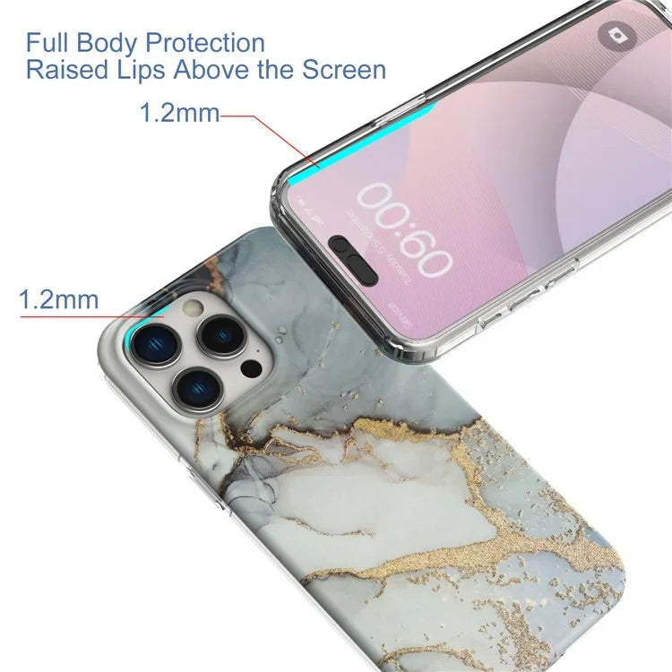 For iPhone 15 Pro Case GW18 IMD Marble Pattern PC+TPU Phone Cover