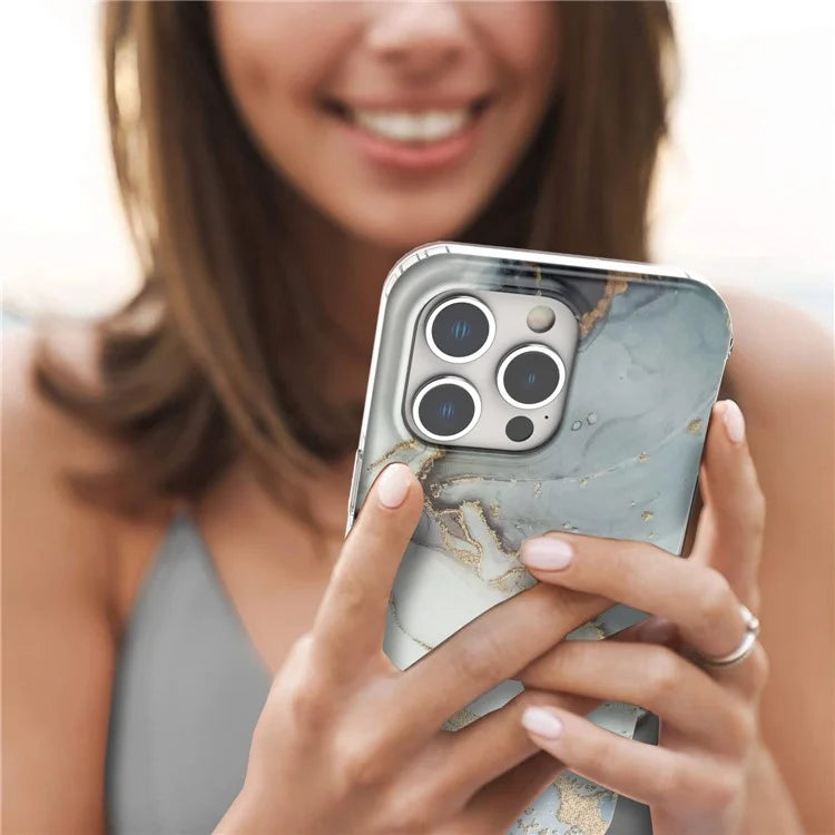 For iPhone 15 Pro Case GW18 IMD Marble Pattern PC+TPU Phone Cover
