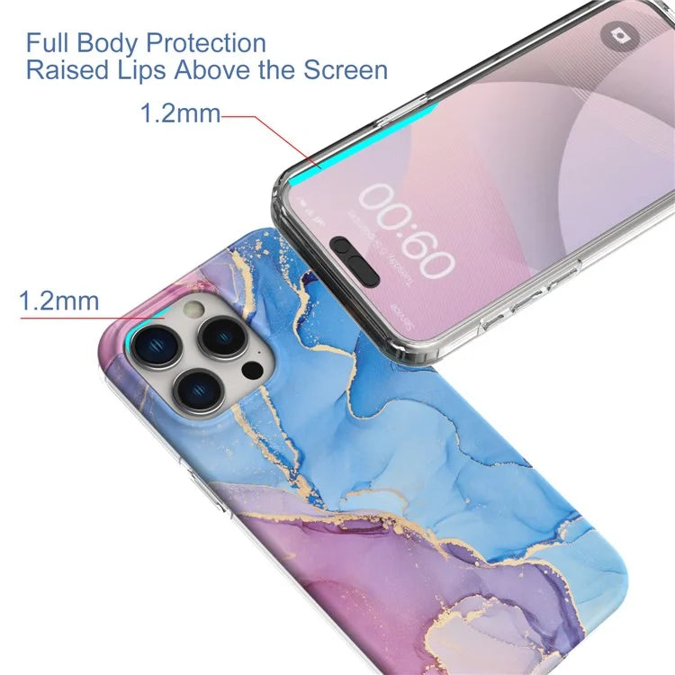 For iPhone 15 Pro Case GW18 IMD Marble Pattern PC+TPU Phone Cover