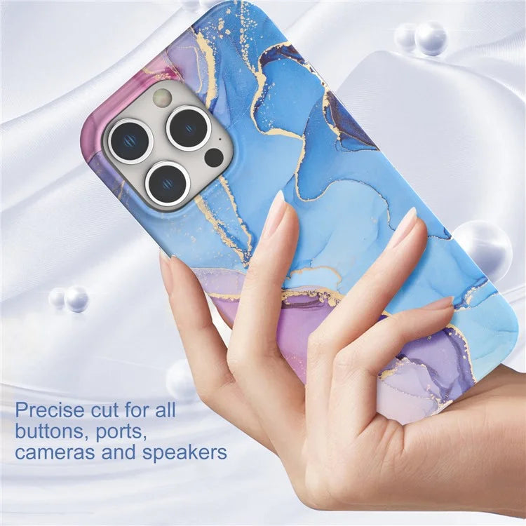 For iPhone 15 Pro Case GW18 IMD Marble Pattern PC+TPU Phone Cover