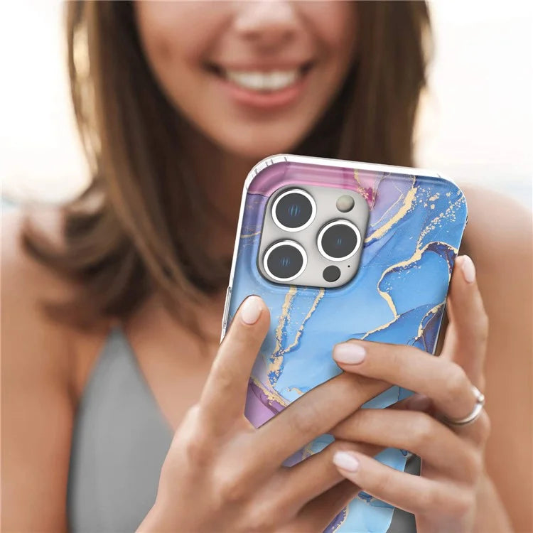 For iPhone 15 Pro Case GW18 IMD Marble Pattern PC+TPU Phone Cover
